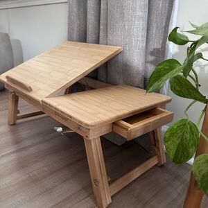 Adjustable Bamboo Laptop Desk with Drawer
